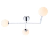 Adel Matt Opal Glass Shade Bathroom Semi Flush Light In Chrome