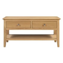 Callia Wooden Coffee Table With 2 Drawers In Natural