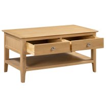 Callia Wooden Coffee Table With 2 Drawers In Natural