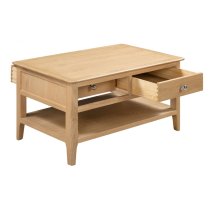 Callia Wooden Coffee Table With 2 Drawers In Natural