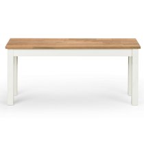 Calliope Wooden Dining Bench In Ivory And Oak