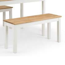 Calliope Wooden Dining Bench In Ivory And Oak