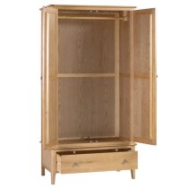 Callia Wooden Wardrobe With 2 Doors 1 Drawer In Natural