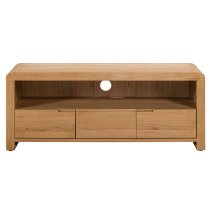 Camber Wooden TV Stand With 3 Drawers In Waxed Oak