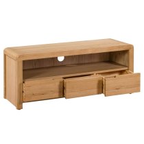 Camber Wooden TV Stand With 3 Drawers In Waxed Oak