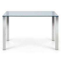 Elkin Glass Dining Table With Polished Chrome Base