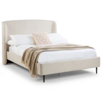 Easton Fabric King Size Bed With Curved Headboard In Ivory