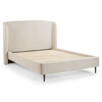 Easton Fabric King Size Bed With Curved Headboard In Ivory