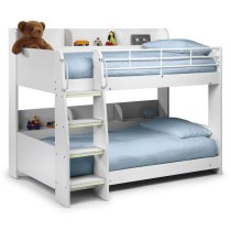 Dallyce Wooden Bunk Bed With Ladder In Matt White