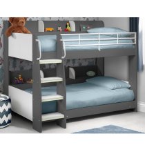 Dallyce Wooden Bunk Bed With Ladder In Charcoal White