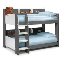 Dallyce Wooden Bunk Bed With Ladder In Charcoal White