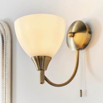 Alton Matt Opal Glass Shade Wall Light In Antique Brass