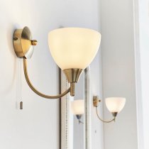 Alton Matt Opal Glass Shade Wall Light In Antique Brass