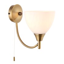 Alton Matt Opal Glass Shade Wall Light In Antique Brass