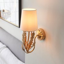 Delphine Ivory Fabric Shade Wall Light In Gold Leaf