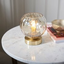 Dimple Champagne Glass Shade Table Lamp In Brass