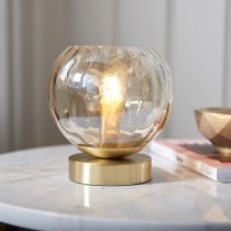 Dimple Champagne Glass Shade Table Lamp In Brass