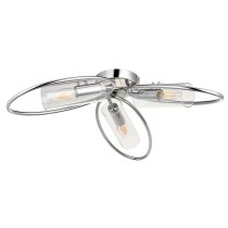 Amari Clear Glass Shade Semi Flush Light In Chrome