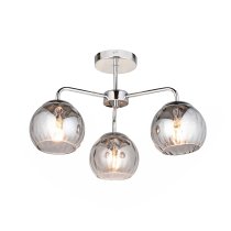 Dimple 3 Light Smokey Glass Shade Semi Flush Light In Chrome