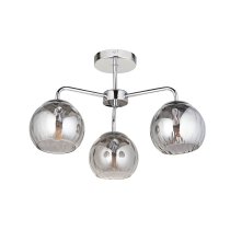 Dimple 3 Light Smokey Glass Shade Semi Flush Light In Chrome