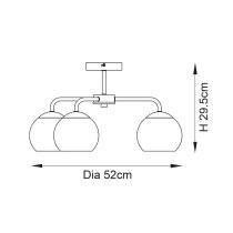 Dimple 3 Light Smokey Glass Shade Semi Flush Light In Chrome