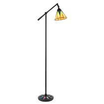 Dark Star Task Tiffany Cream Glass Floor Lamp In Black