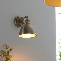 Franklin Rolled Shade Wall Light In Antique Brass