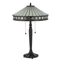 Fargo Tiffany Glass Shade Table Lamp In Satin Black