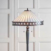 Fargo Tiffany Glass Shade Floor Lamp In Satin Black