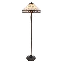 Fargo Tiffany Glass Shade Floor Lamp In Satin Black