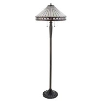 Fargo Tiffany Glass Shade Floor Lamp In Satin Black