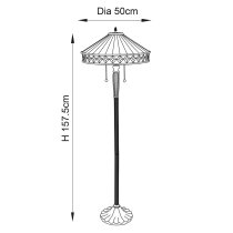 Fargo Tiffany Glass Shade Floor Lamp In Satin Black