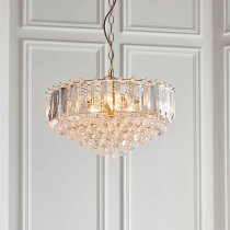 Fargo 6 Lights Crystal Droplets Pendant Light In Brass