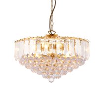 Fargo 6 Lights Crystal Droplets Pendant Light In Brass