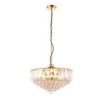 Fargo 6 Lights Crystal Droplets Pendant Light In Brass