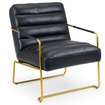 Golden Faux Leather Bedroom Chair In Black