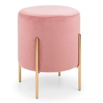 Halle Velvet Stool With Gold Legs In Dusky Pink