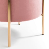 Halle Velvet Stool With Gold Legs In Dusky Pink