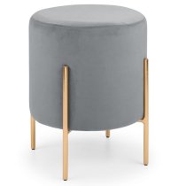 Halle Velvet Stool With Gold Legs In Light Grey