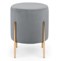 Halle Velvet Stool With Gold Legs In Light Grey