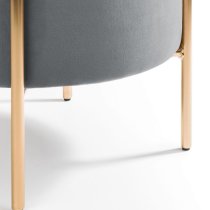 Halle Velvet Stool With Gold Legs In Light Grey