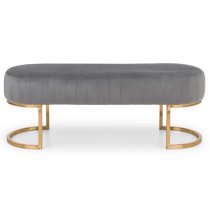 Halle Velvet Hallway Seating Bench In Light Grey