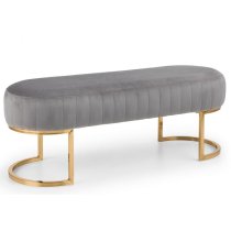 Halle Velvet Hallway Seating Bench In Light Grey