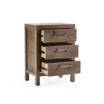 Homer Wooden Bedside Cabinet With 3 Drawers In Brown