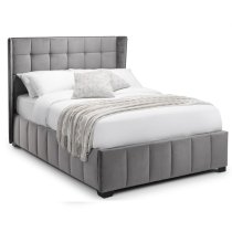 Gutersloh Velvet Double Bed With In Light Grey