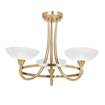 Cagney 3 Light White Glass Shade Flush Light In Antique Brass