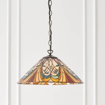 Hector Tiffany Glass Shade Pendant Light In Satin Black