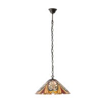 Hector Tiffany Glass Shade Pendant Light In Satin Black