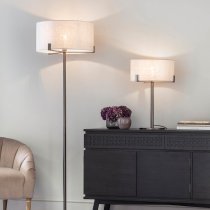 Hayfield Natural Fabric Shade Table Lamp In Bronze