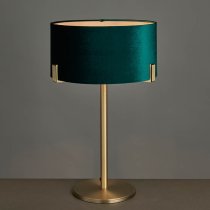 Hayfield Rich Green Velvet Shade Table Lamp In Brass